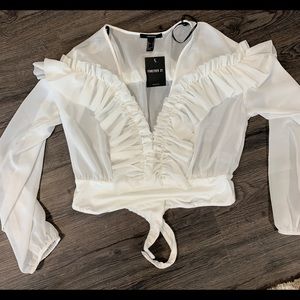 Forever 21 Large white woven bodysuit